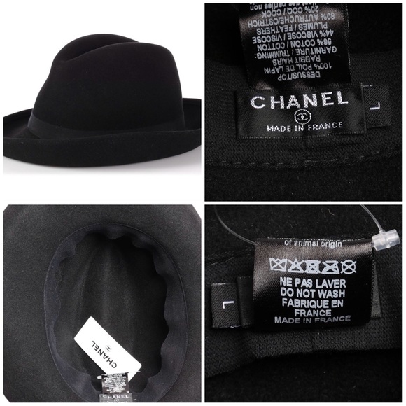 CHANEL LARGE BLACK FEDORA HAT with CC logo. - Picture 2 of 8